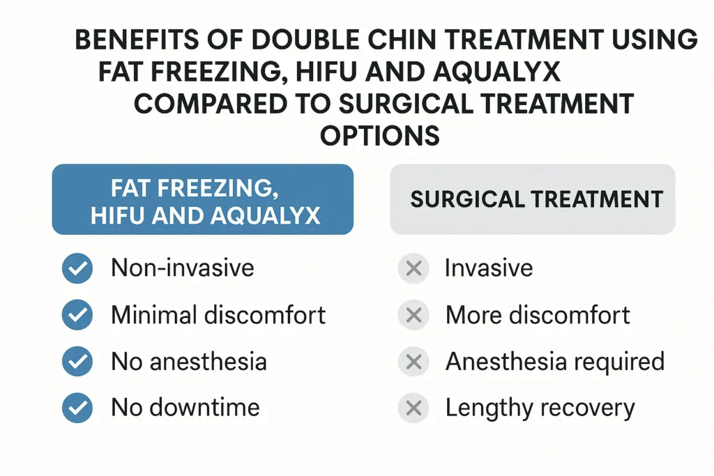 Graphic about the benefits of double chin treatment Harwich - from LA LIPO