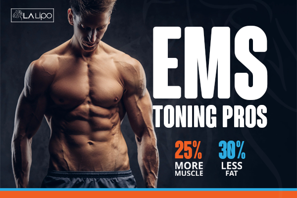 Graphic of man with toned body showing the benefits of LA-EMS Body Sculpting Harwich treatment